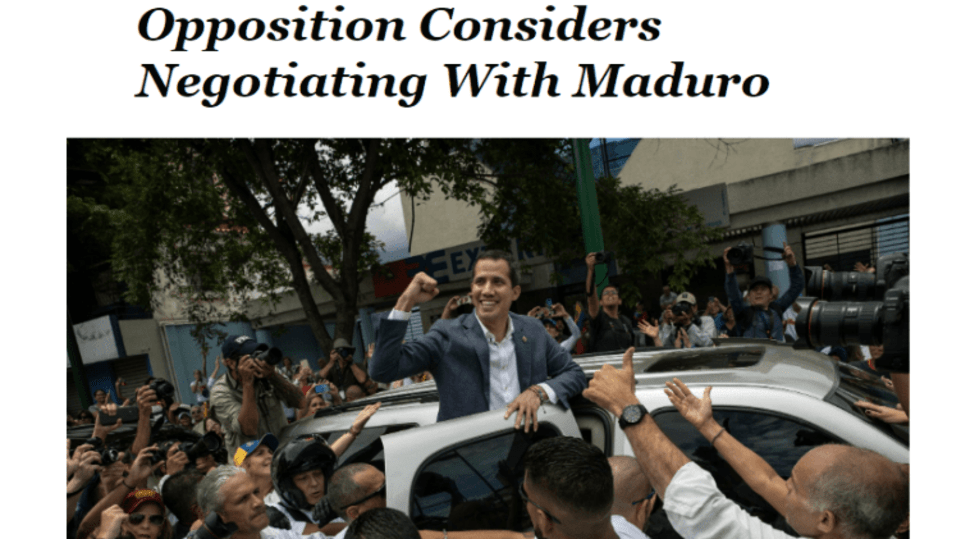 Titulek New York Times už se mezitím změnil, ale i tak vynesl nad Guaidóem ortel